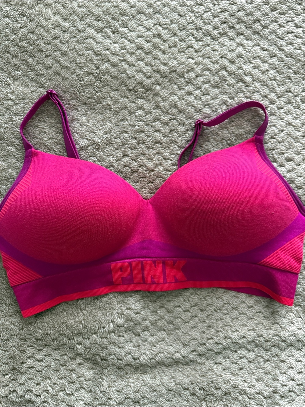 PINK Victoria's Secret Bright Pink Seamless Push-Up Sports Bra